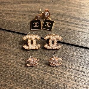 3 pairs of initial earrings